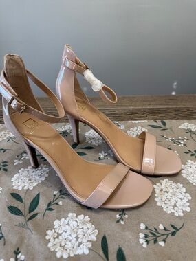 Patent Nude Ankle-Strap Stiletto Heels - Women Material Girl 12 M